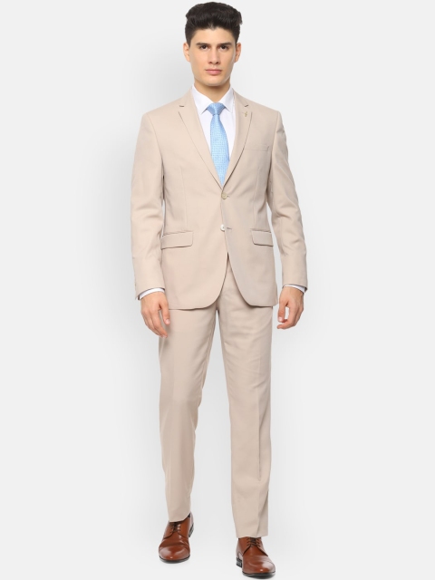 Van Heusen Elite Men Beige Solid Slim-Fit Single-Breasted Formal Suit