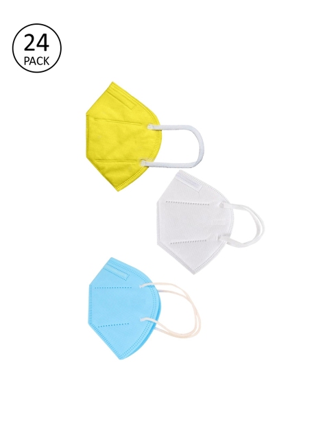 OOMPH Unisex Pack Of 24 Solid 5-Ply Reusable Anti-Pollution 200 GSM KN95 Face Masks, Yellow