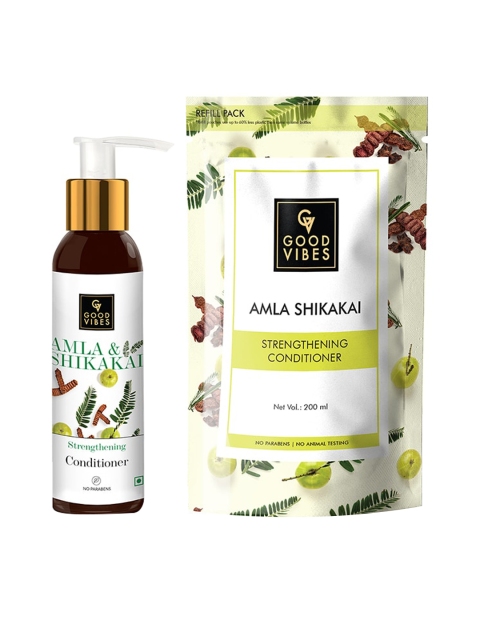 Good Vibes Set Of 2 Amla Shikakai Hair Strengthening Conditioner Bottle & Pouch 320ml, Transparent
Good Vibes Set Of 2 Amla Shikakai Hair Strengthening Conditioner Bottle & Pouch 320ml, Transparent
