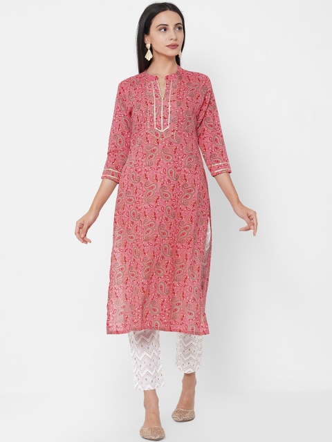 FASHOR Women Pink Floral Striped Empire Floor Length Anarkali Pure Cotton Kurti & Dhoti
FASHOR Women Pink Floral Striped Empire Floor Length Anarkali Pure Cotton Kurti & Dhoti