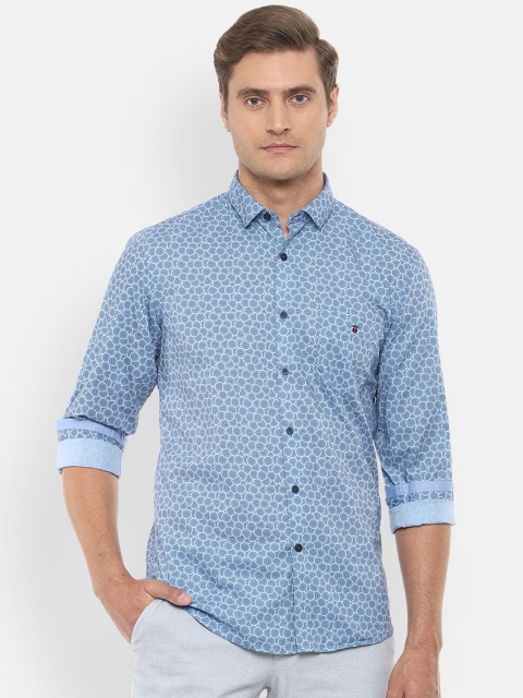 Louis Philippe Sport Men Blue Slim Fit Floral Printed Casual Shirt