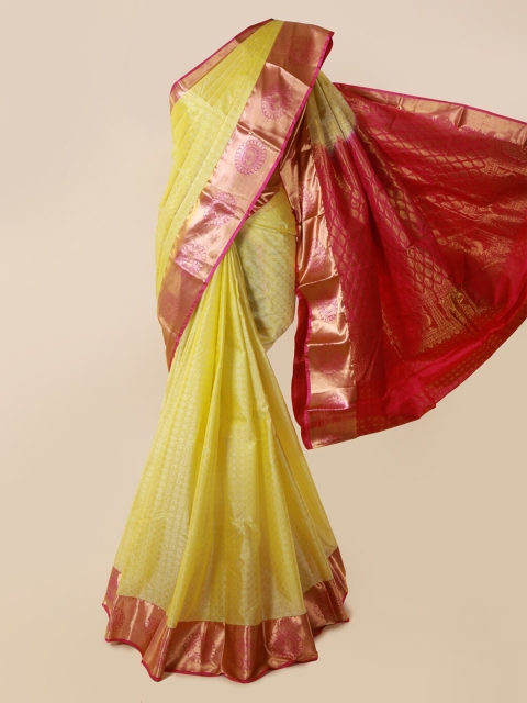 Pothys Yellow & Red Pure Silk Woven Design Kanjeevaram Saree