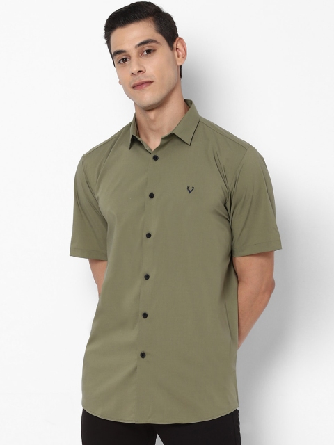 Allen Solly Men Olive Green Slim Fit Solid Casual Shirt