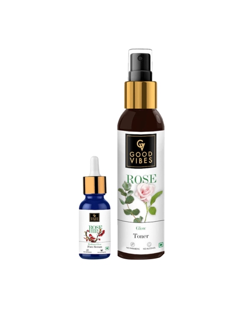 Good Vibes Set Of 2 Rose Hip Radiant Glow Face Serum & Rose Glow Toner 130 ml, Transparent
Good Vibes Set Of 2 Rose Hip Radiant Glow Face Serum & Rose Glow Toner 130 ml, Transparent