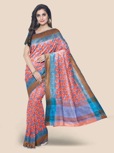 Kalamandir Pink Pure Cotton Solid Venkatgiri Saree
