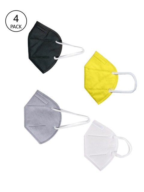 OOMPH Unisex Pack Of 4 Solid 5-Ply Reusable Anti-Pollution 200 GSM KN95 Outdoor Masks, Yellow
OOMPH Unisex Pack Of 4 Solid 5-Ply Reusable Anti-Pollution 200 GSM KN95 Outdoor Masks, Yellow