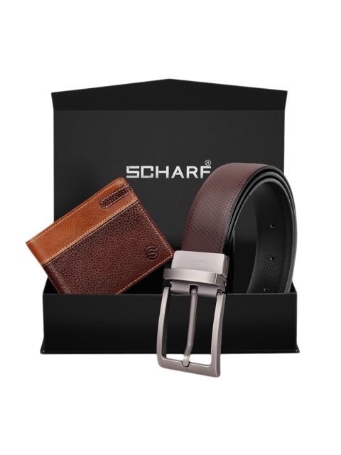 SCHARF Men Tan & Brown Solid Genuine Leather Accessory Gift Set