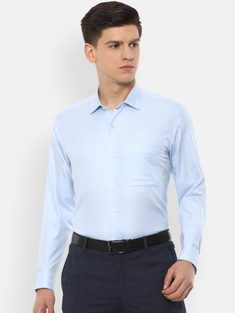 Louis Philippe Men Blue Slim Fit Self Design Casual Shirt