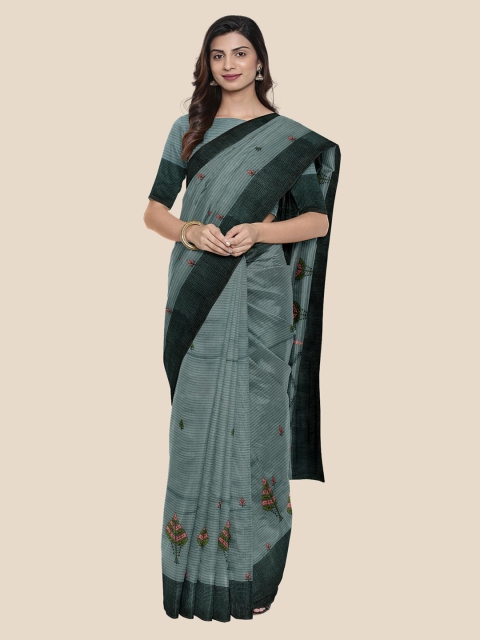 Kalamandir Grey Embroidered Silk Cotton Saree