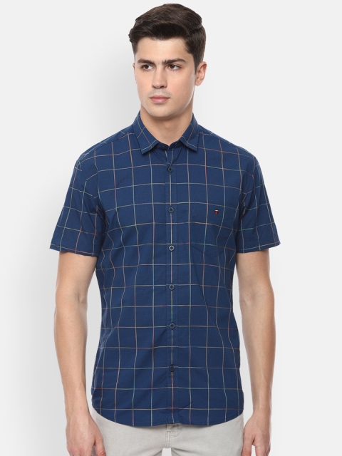 Louis Philippe Sport Men Blue Slim Fit Checked Casual Shirt