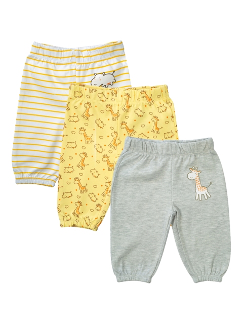 MeeMee Infant Boys Pack Of 3 Pure Cotton Ankle-Length Leggings, Grey