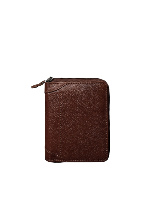 ABYS Unisex Coffee Brown Textured Genuine Leather Card Holder