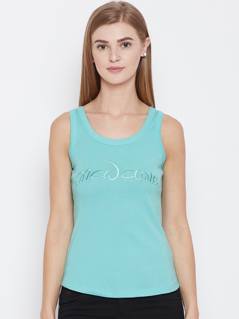 Madame Turquoise Blue Brand Logo Tank Top