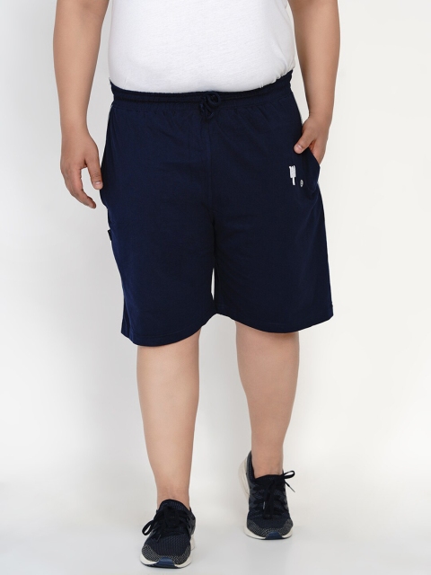 Santonio Men Navy Blue Solid Cotton Regular Shorts