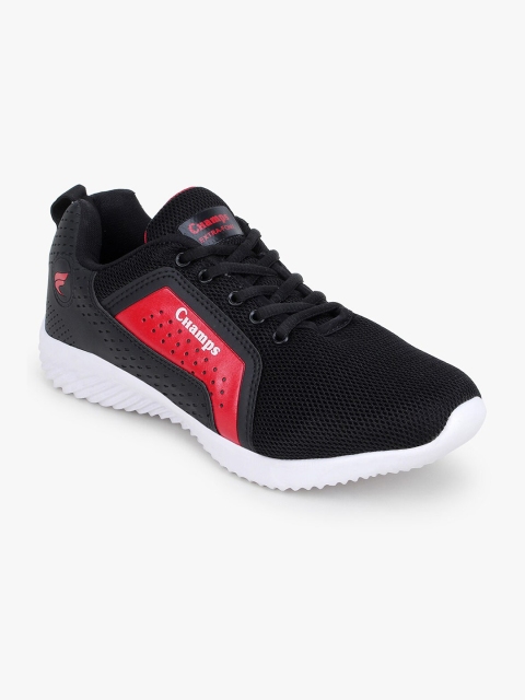 Champs Men Black Mesh Running Shoes
