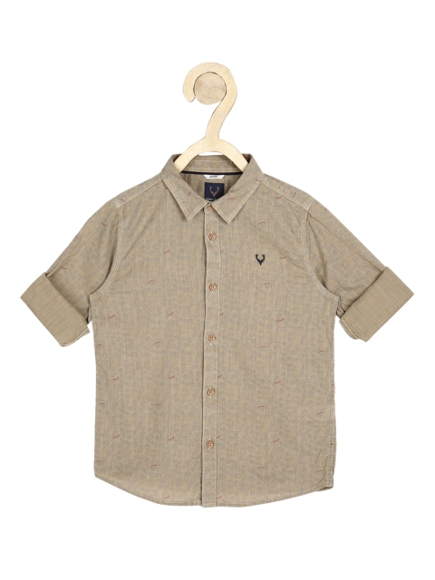 Allen Solly Junior Boys Khaki Pure Cotton Slim Fit Self Design Casual Shirt