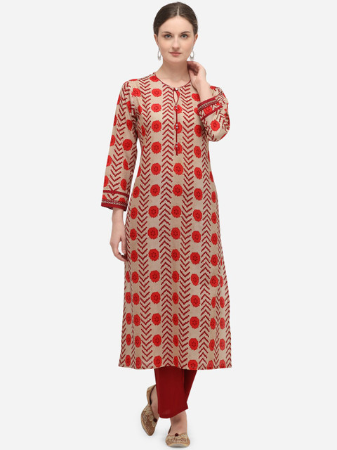 Seerat Women Red Floral Printed Regular Straight Pure Cotton Kurta with Palazzos
Seerat Women Red Floral Printed Regular Straight Pure Cotton Kurta with Palazzos