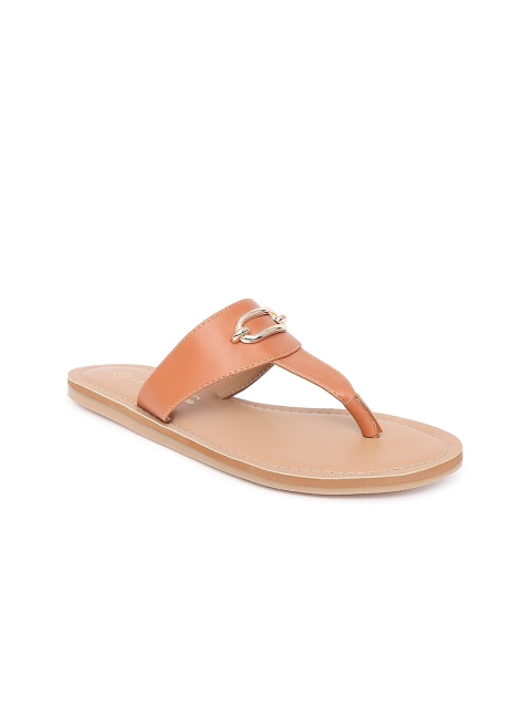 Forever Glam by Pantaloons Women Tan Buckles Open Toe Flats