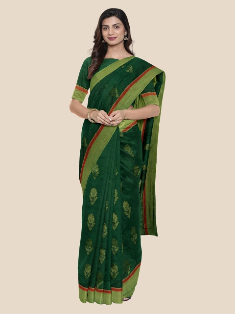 KLM Fashion Mall Green Silk Cotton Woven Design Mangalagiri Saree
