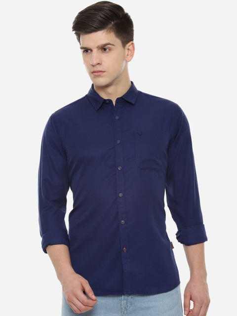Solly Jeans Co. Men Navy Blue Regular Fit Solid Casual Shirt