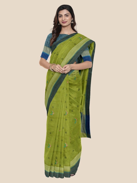 KLM Fashion Mall Green Linen Blend Woven Design Venkatgiri Saree