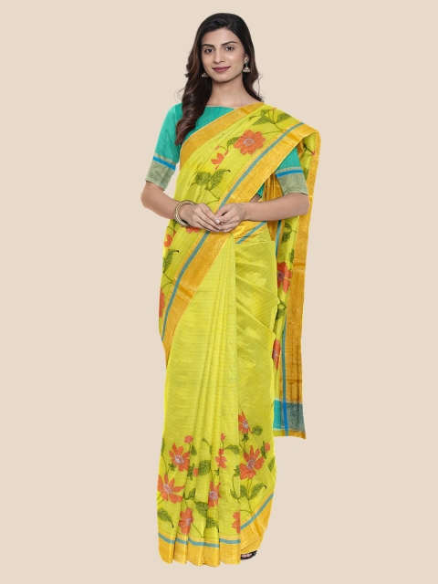 KLM Fashion Mall Green Printed Silk Cotton Saree