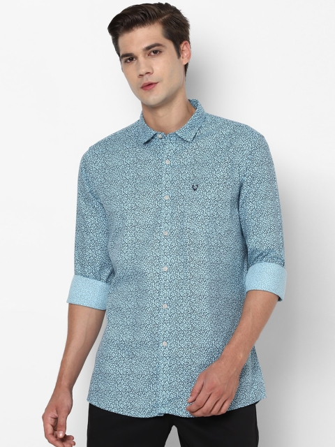 Allen Solly Sport Men Blue & Black Regular Fit Printed Pure Cotton Casual Shirt