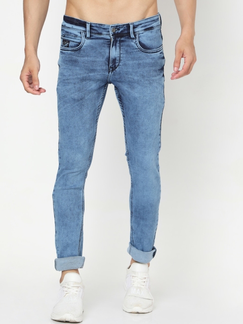 Rex Straut Jeans Men Blue Tapered Fit Heavy Fade Jeans