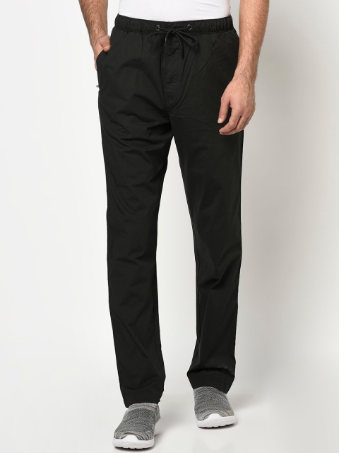 Octave Men Olive Green Solid Cotton Track Pants