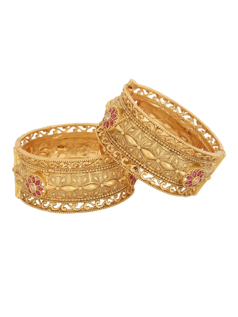 Adwitiya Collection Set of 2 Gold-Plated Pink & White Stone-Studded Handcrafted Bangles
Adwitiya Collection Set of 2 Gold-Plated Pink & White Stone-Studded Handcrafted Bangles