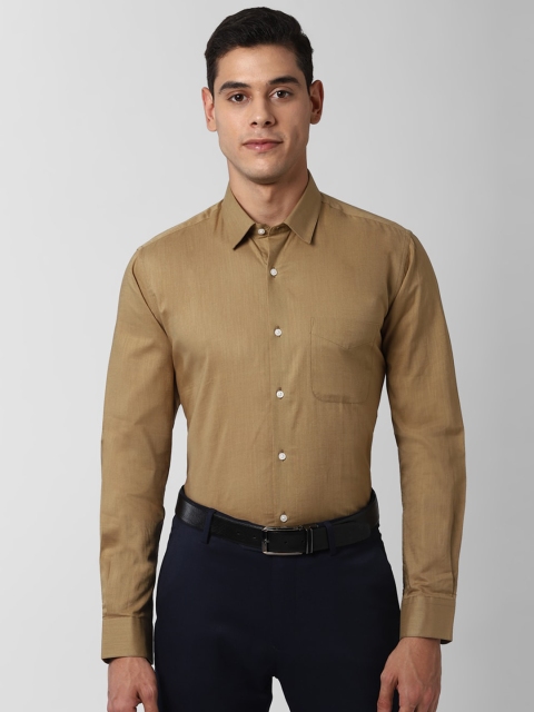 Peter England Men Khaki Regular Fit Solid Casual Shirt