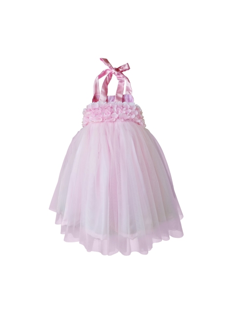Faye Pink Halter Neck Applique Net Dress