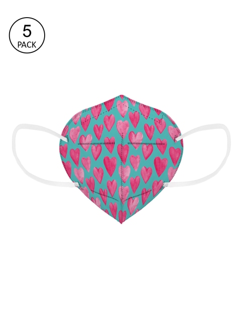 Status Unisex Pack Of 5 Pink & Green Printed 4-Ply Reusable N95 Masks