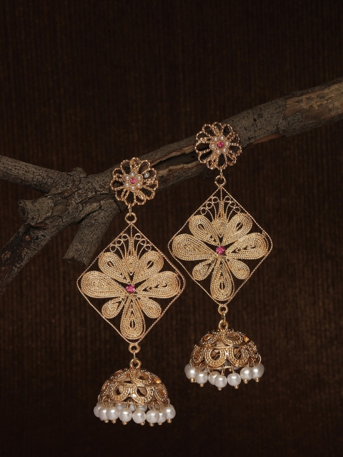 Accessorize Gold-Toned Dome Shaped Jhumkas