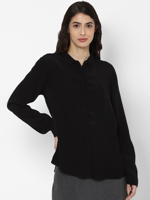 Allen Solly Woman Women Black Regular Fit Solid Casual Shirt