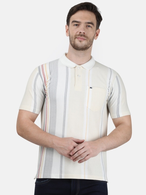 Monte Carlo Men Multicoloured Striped Polo Collar T-shirt, Multi