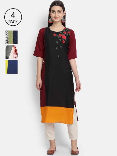 Ethnic basket Pack of 4 Women Multicoloured Ethnic Motifs Printed Crepe Kurta, Multi
Ethnic basket Pack of 4 Women Multicoloured Ethnic Motifs Printed Crepe Kurta, Multi