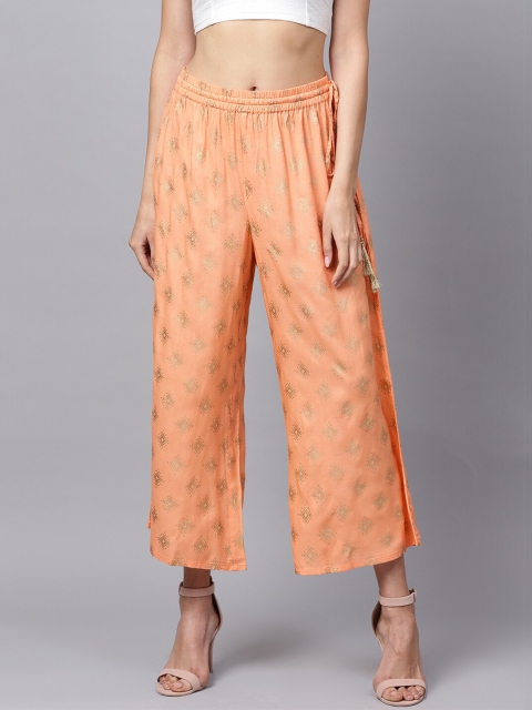 KSUT Women Peach Printed Palazzo