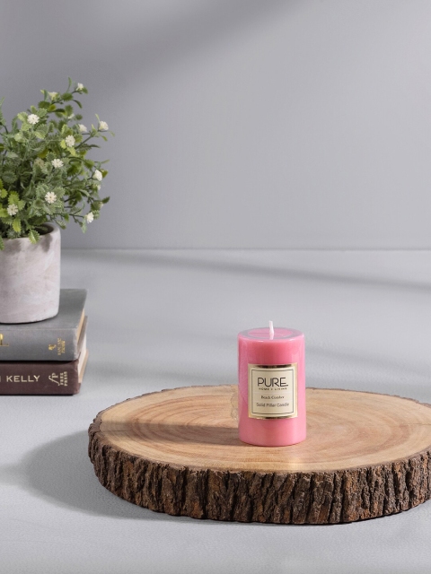 Pure Home and Living Set Of 2 Pink Solid Beachcomber Pillar Candles
