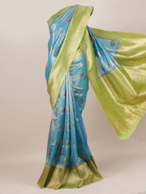 Pothys Blue & Green Pure Silk Woven Design Saree