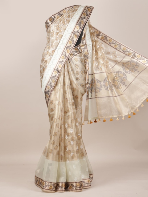 Pothys Gold-Toned Woven Design Saree
