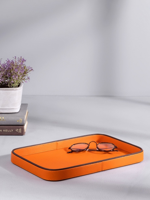 Pure Home and Living Orange Solid Rectangular Serving Tray