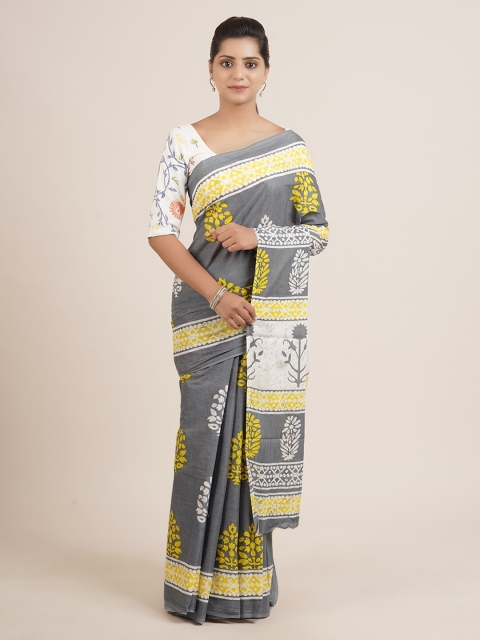 Pothys Grey Printed Pure Cotton Saree