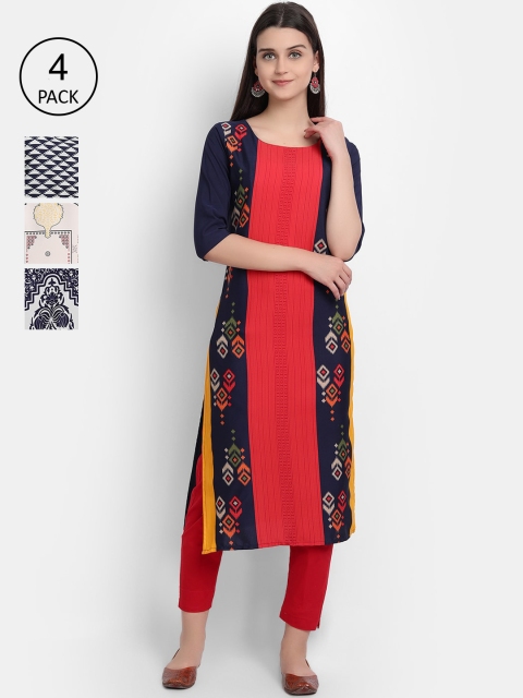Ethnic basket Pack of 4 Women Multicoloured Ethnic Motifs Printed Crepe Kurta, Multi
Ethnic basket Pack of 4 Women Multicoloured Ethnic Motifs Printed Crepe Kurta, Multi