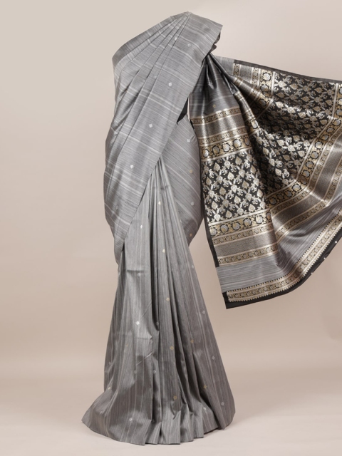 Pothys Grey Striped Pure Silk Saree