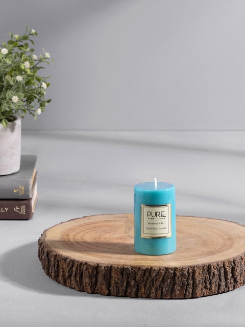 Pure Home and Living Set Of 2 Blue Aqua Blackberry & Bay Pillar Small Candles