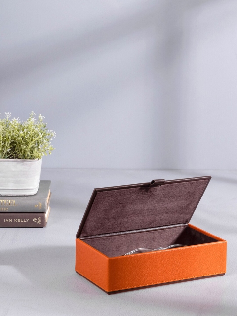 Pure Home and Living Orange & Brown Solid Lid Box