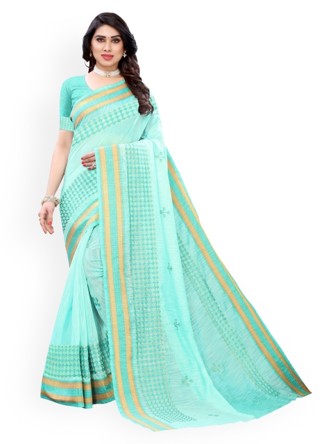 KALINI Blue Woven Design Polycotton Saree