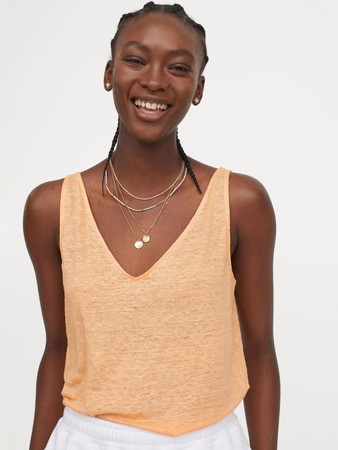 H&M Women Orange Solid Linen Vest Top
H&M Women Orange Solid Linen Vest Top