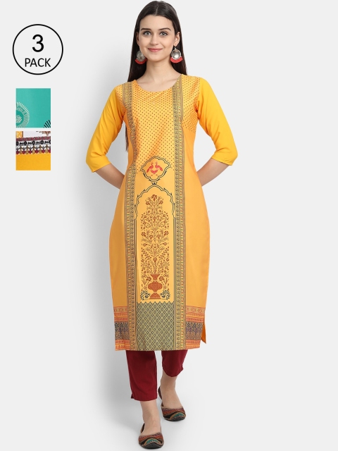 Ethnic basket Women Pack Of 3 Multicoloured Ethnic Motifs Printed Crepe Kurta, Multi
Ethnic basket Women Pack Of 3 Multicoloured Ethnic Motifs Printed Crepe Kurta, Multi